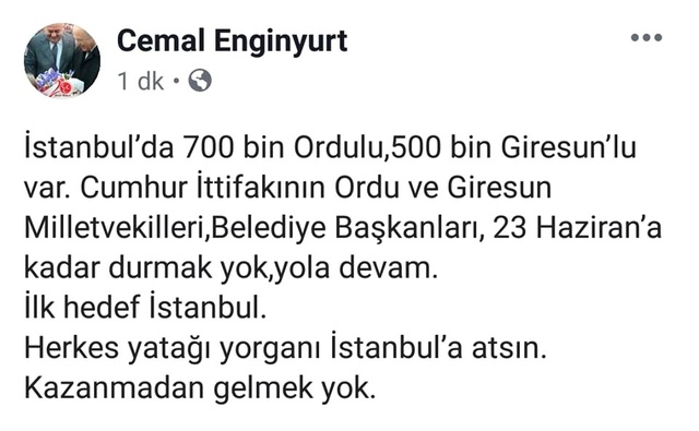 MHP'li Enginyurt, İstanbul Seçimleri İçin Giresun ve Ordululara Çağrı Yaptı