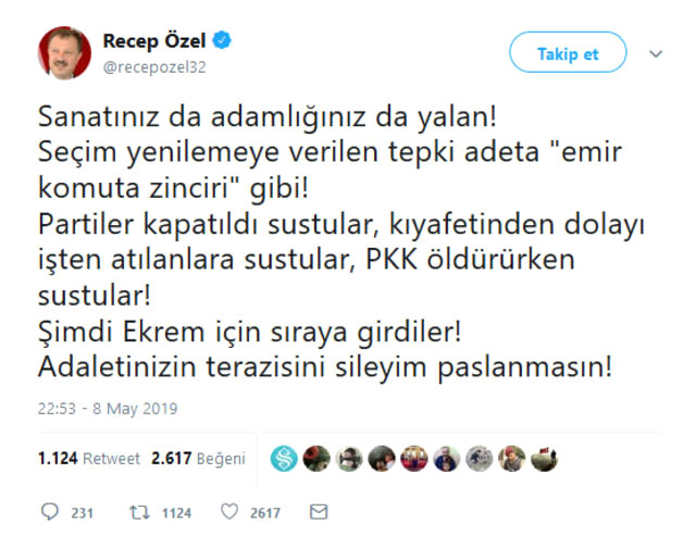 AK Parti YSK Temsilcisi Recep Özel'den İmamoğlu'na Destek Veren Ünlülere Sert Sözler!