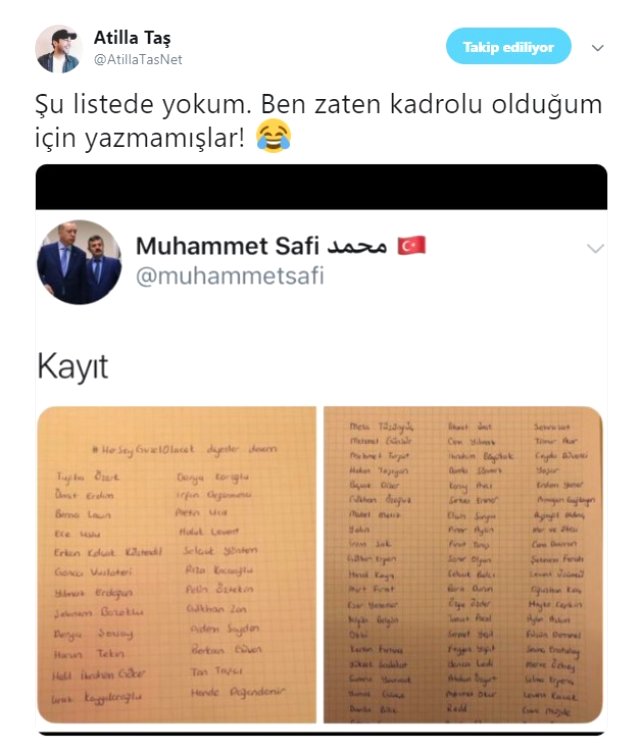 Muhammet Safi'nin Listesinde Adını Göremeyen Ünlü İsimlerden İlginç Paylaşım