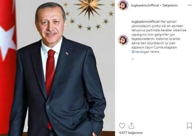 Tuğba Ekinci, Recep Tayyip Erdoğan'ın Fotoğrafını Paylaşarak Özür Diledi Tuğba Ekinci, Recep Tayyip Erdoğan'ın Fotoğrafını Paylaşarak Özür Diledi