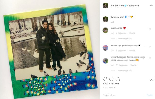 Oyuncu Beren Saat, Instagram Hesabından Eski Sevgilisiyle Fotoğrafını Paylaştı