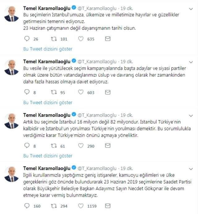 Saadet Partisi, İstanbul Seçimlerine Aynı Adayla Katılacak