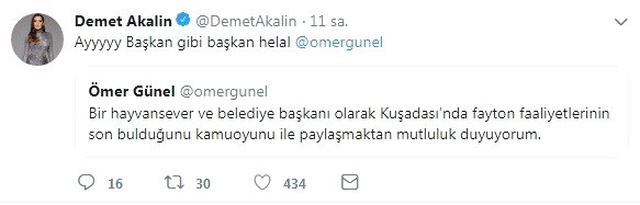 Ünlü Sanatçı Demet Akalın'dan Başkan Ömer Günel'e Tebrik