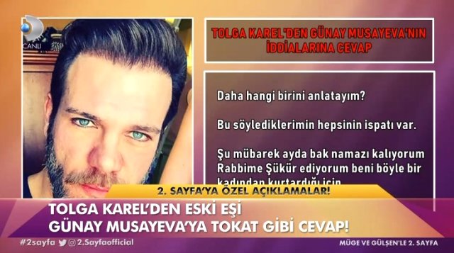 Tolga Karel, Eski Eşi Gunay Musayeva'nın İddialarına Cevap Verdi