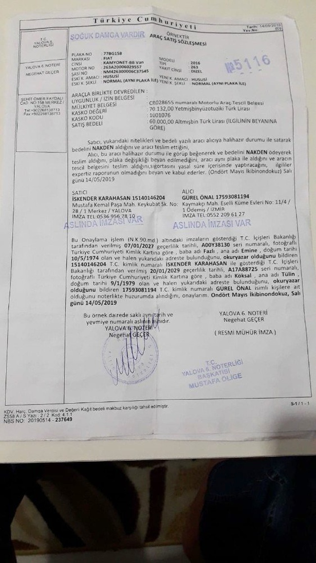 Yalova'da EFT'li Vurgun Aracını Aldılar Sonra Galeriye Sattılar