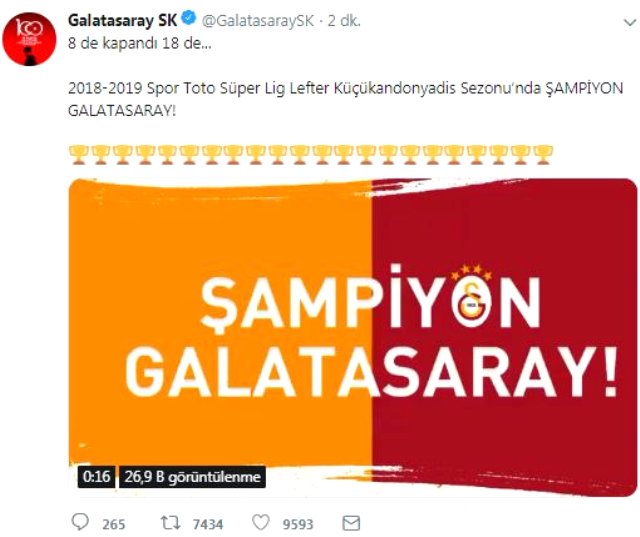 Şampiyonluk Sonrası Galatasaray'dan İlk Paylaşım