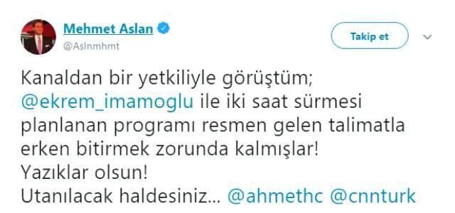 Mehmet Aslan'dan Ekrem İmamoğlu'nun Katıldığı CNN Türk'teki Program Hakkında Çarpıcı İddia: Erken Bitirdiler