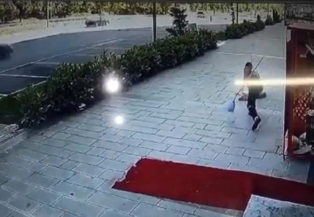 Temizlik Görevlisi, Uyuyan Köpeğe Elindeki Süpürgeyle Acımasızca Vurdu! Dehşet Anları Kamerada