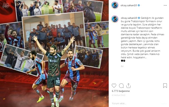 Olcay Şahan, Trabzonspor'a Veda Etti