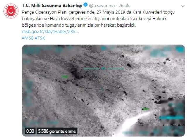 Son Dakika! Milli Savunma Bakanlığı: Kuzey Irak'a Kara ve Hava Harekatı Başlatıldı Milli Savunma Bakanlığı: Kuzey Irak'a Kara ve Hava Harekatı Başlatıldı