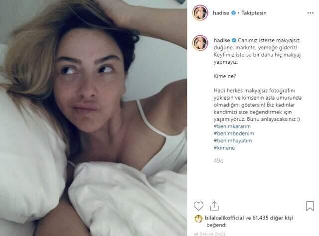 Hadise, makyajsız görüntülerini eleştirenlere yatak pozuyla karşılık verdi