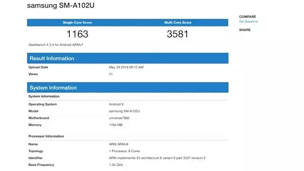 Samsung'un En Giriş Seviye Telefonu Olacak Galaxy A10e Geekbench'te Görüldü