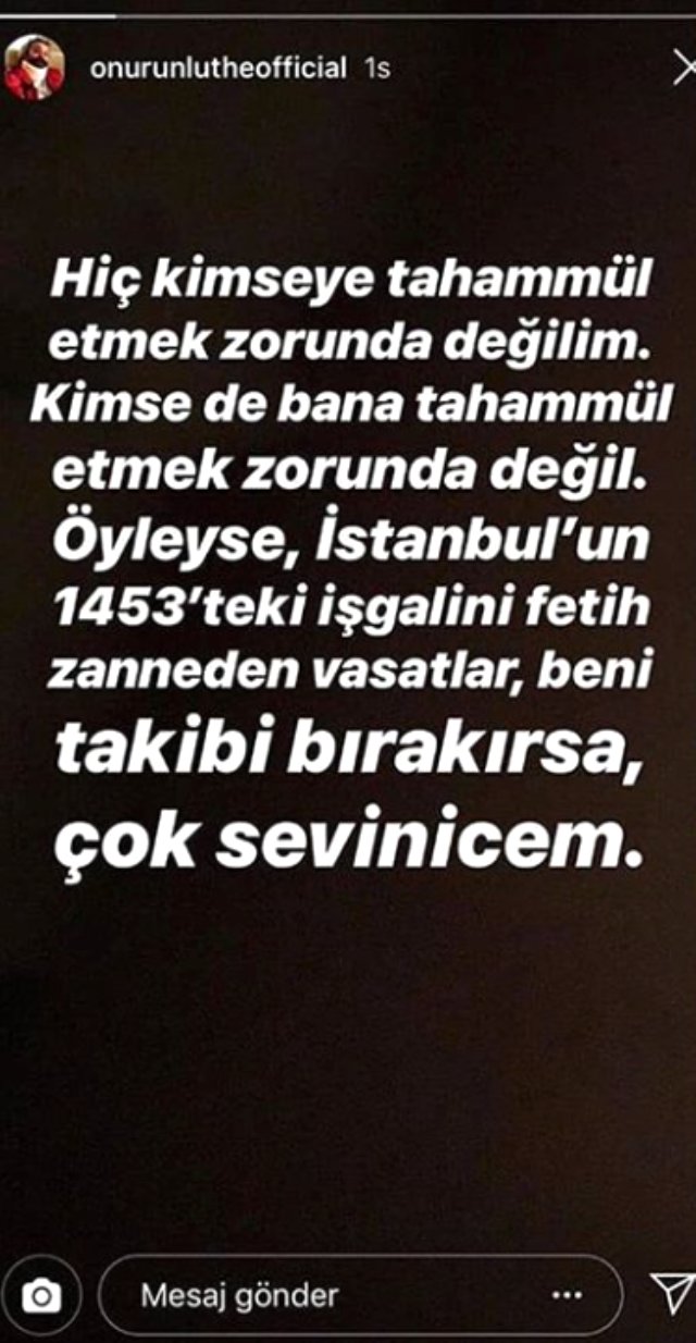 Onur Ünlü'den tepki çeken İstanbul paylaşımı: İşgali fetih zanneden vasatlar beni takip etmesin!