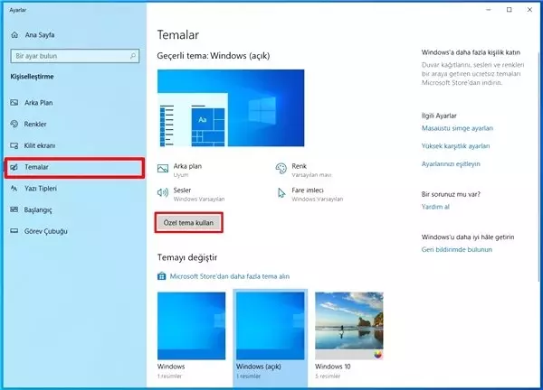 Windows 10'da Farklı Temalar Nasıl Kullanılır?