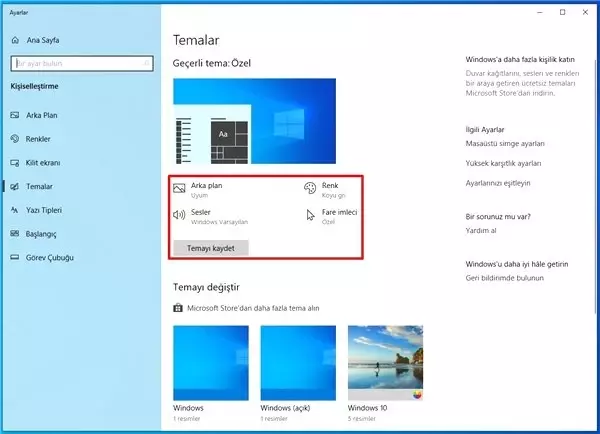 Windows 10'da Farklı Temalar Nasıl Kullanılır?