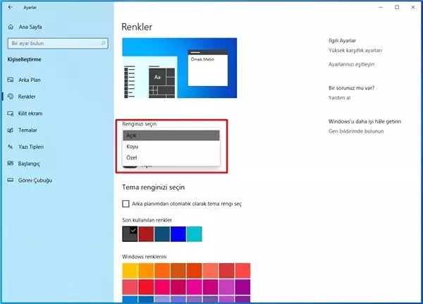 Windows 10'da Farklı Temalar Nasıl Kullanılır?