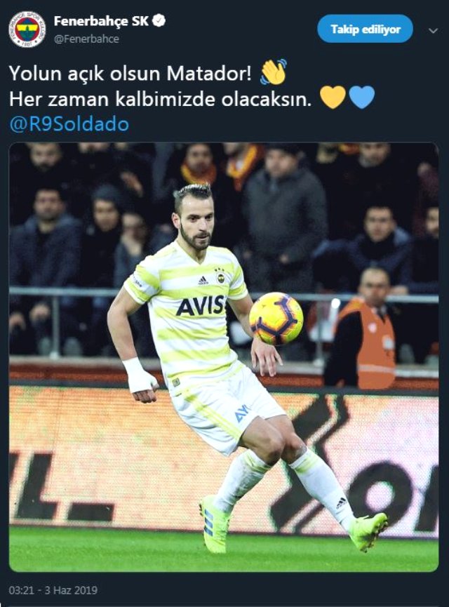 Fenerbahçe, Soldado'ya böyle veda etti!