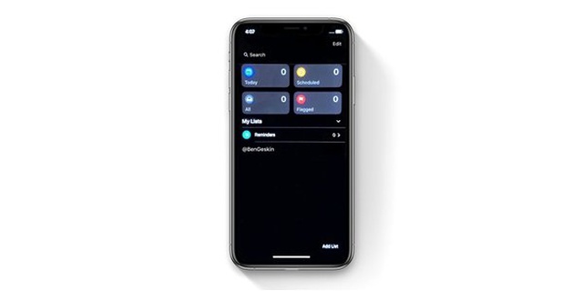 iOS 13'ün Karanlık Modunun Ekran Görüntüsü Paylaşıldı