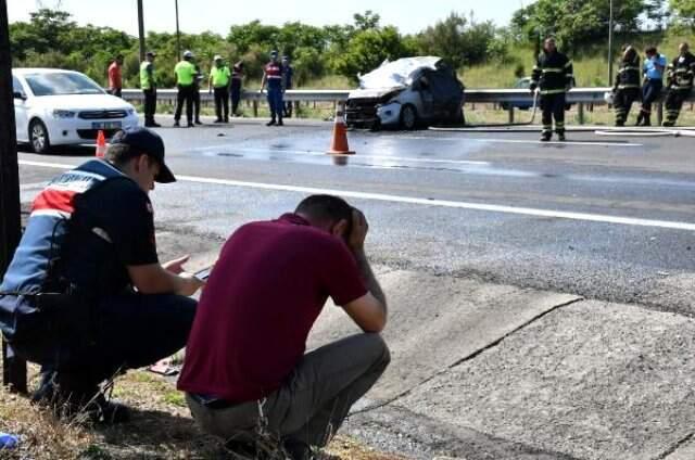 Tekirdağ'daki kazadan feci görüntüler! 5 tabut yürek dağladı