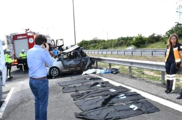 Tekirdağ'daki kazadan feci görüntüler! 5 tabut yürek dağladı