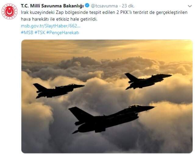 Son dakika! Pençe Harekâtı'nda 3, Zap bölgesinde 2 terörist daha etkisiz hale getirildi Pençe Harekâtı'nda 3, Zap bölgesinde 2 terörist daha etkisiz hale getirildi