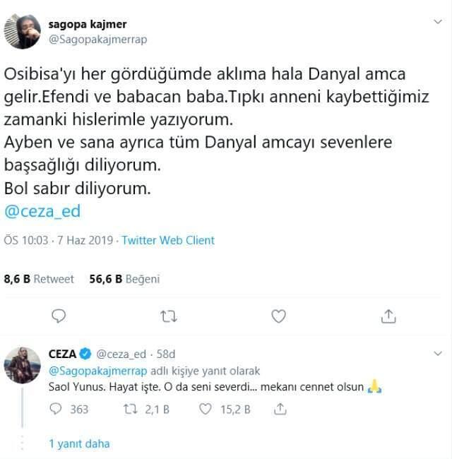 Sagopa Kajmer'den yıllardır küs olduğu Ceza'ya başsağlı mesajı