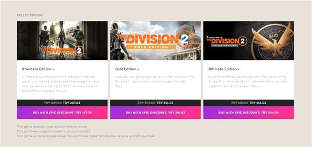 The Division 2 Epic Games'te Yarı Fiyatına Düştü