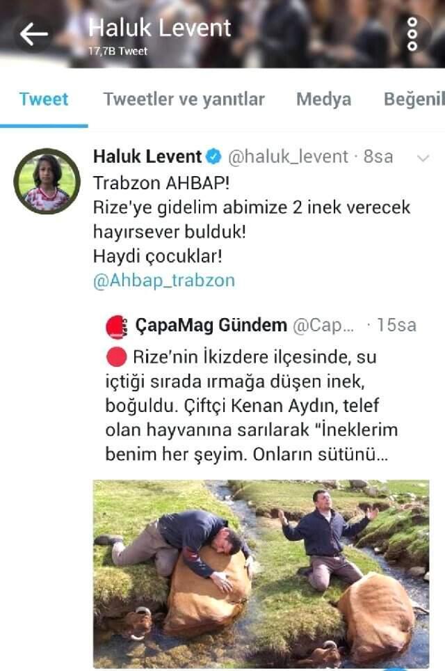 Telef olan ineğine ağlayan çiftçiye Haluk Leven'ten yardım eli