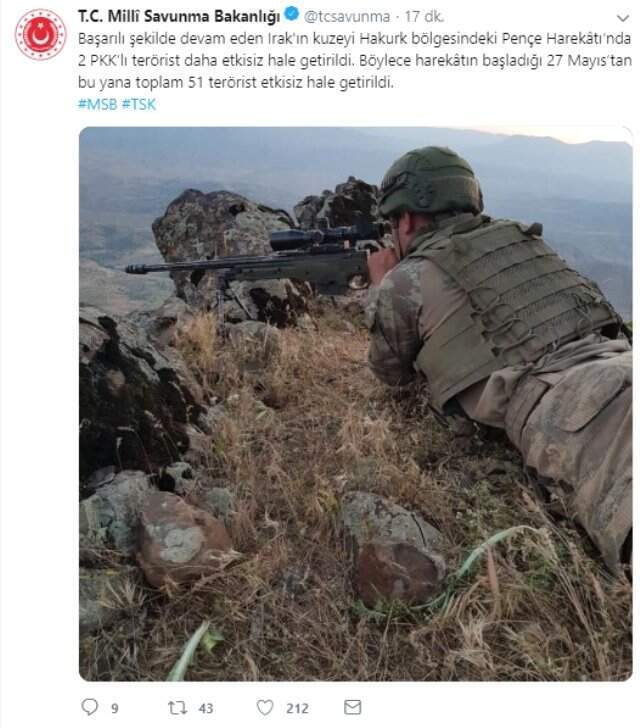 Pençe Harekatı'nda 51 terörist etkisiz hale getirildi Pençe Harekatı'nda 51 terörist etkisiz hale getirildi