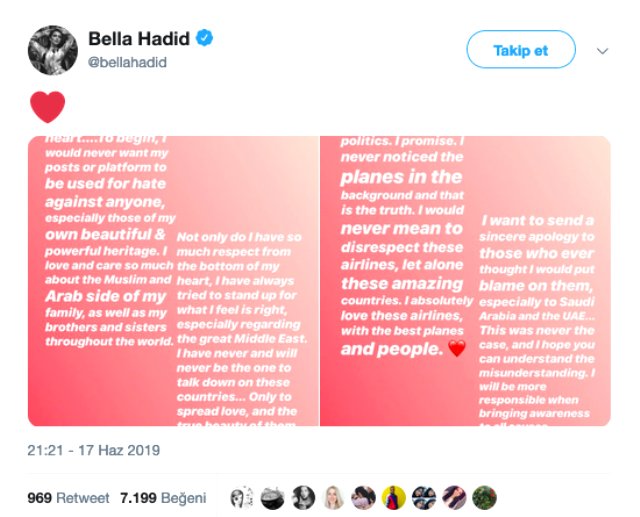 Ünlü model Bella Hadid'in sosyal medya paylaşımı Arap ülkelerini ayağa kaldırdı!