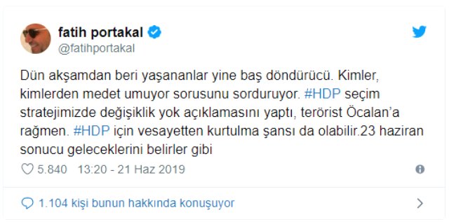 Fatih Portakal'ın teröristbaşı Öcalan mektubu yorumuna, HDP'den 