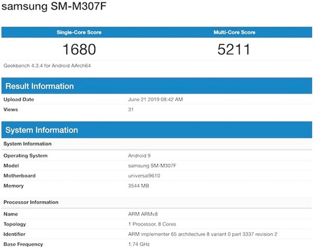 Samsung Galaxy M30s, Exynos İşlemcisiyle Geekbench'te Ortaya Çıktı