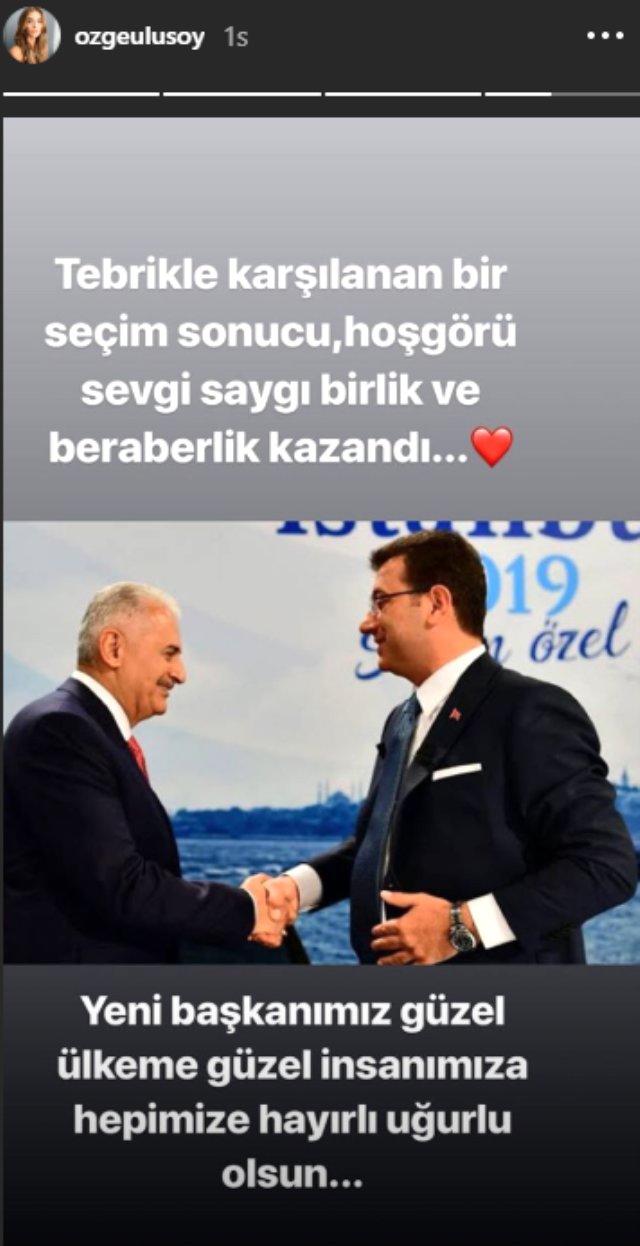 Özge Ulusoy, <a class='keyword-sd' href='/istanbul/' title='İstanbul'>İstanbul</a> seçiminin ardından yaptığı paylaşımla çok konuşuldu!