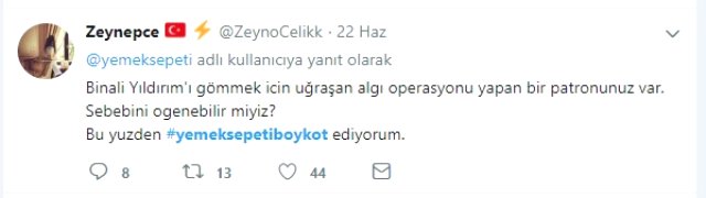 Yemeksepeti CEO'sunun Binali Yıldırım paylaşımına tepkiler büyüyor