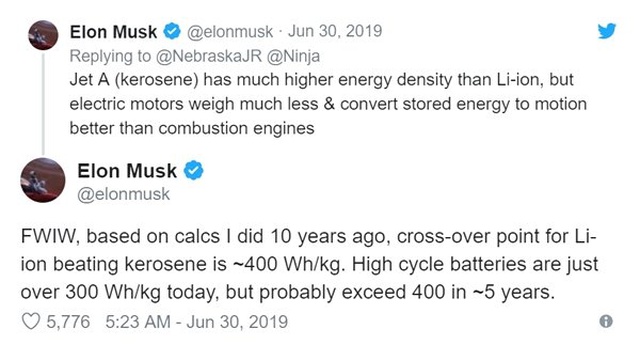 Elon Musk, Elektrikli Uçakların 5 Yıl İçinde Göklerde Olacağını İddia Etti
