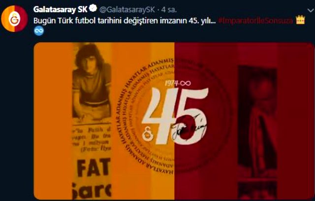 Galatasaray'dan Fatih Terim'e özel 45. yıl videosu
