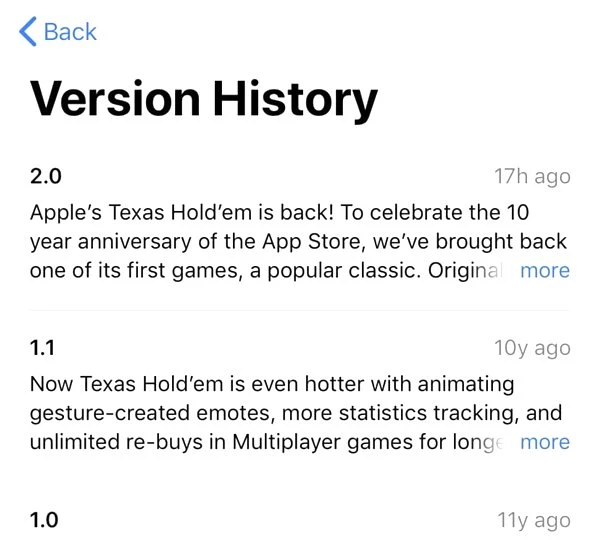Apple, 10 Yıl Önce App Store'dan Kaldırdığı Texas Hold'em Oyununu Yeniden Yayınladı