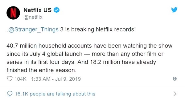 Stranger Things, 3. Sezonuyla Netflix'te İzlenme Rekorlarını Altüst Etti