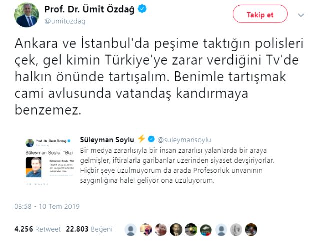 Ümit Özdağ'dan Süleyman Soylu'ya: Peşime taktığın polisleri çek