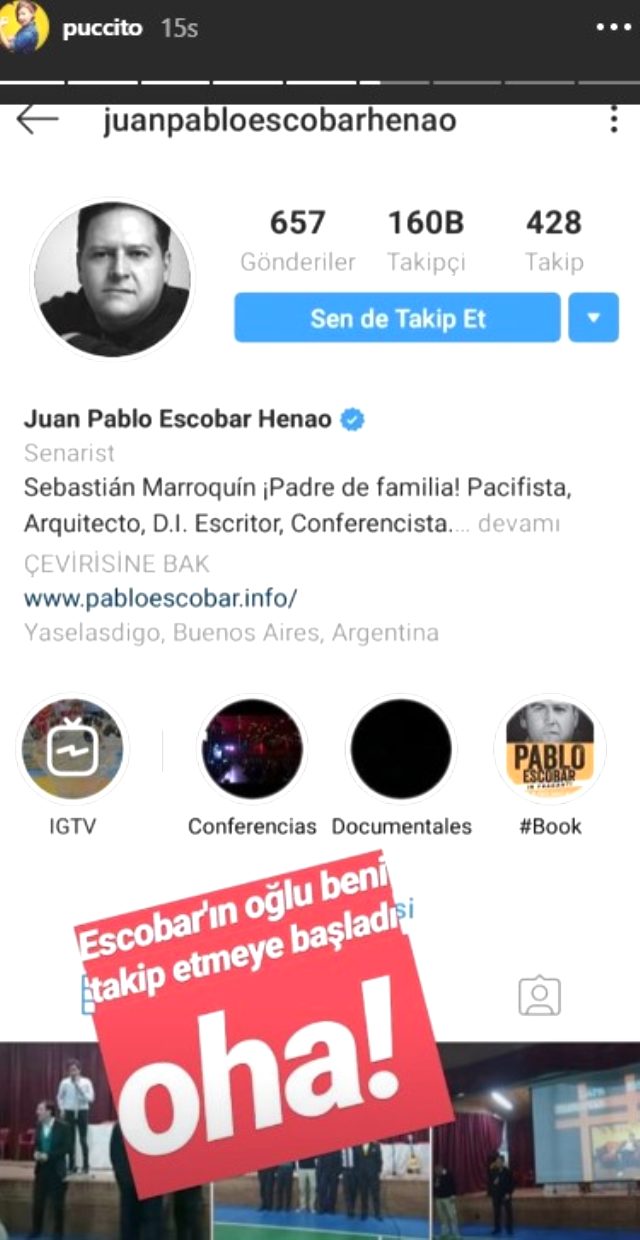 Escobar'ın oğlu, attığı tweetten dolayı hapis cezası alan Pucca'yı takibe aldı