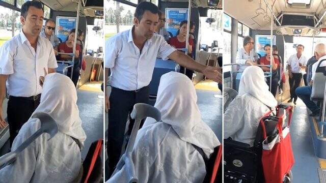 Yaşlı teyzenin şoföre engelli rampası sitemi sosyal medyayı salladı Yaşlı kadınla şoförün tartışması olay oldu!