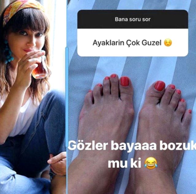 Güzel oyuncu Nurgül Yeşilçay'ın ayakları sosyal medyada olay oldu