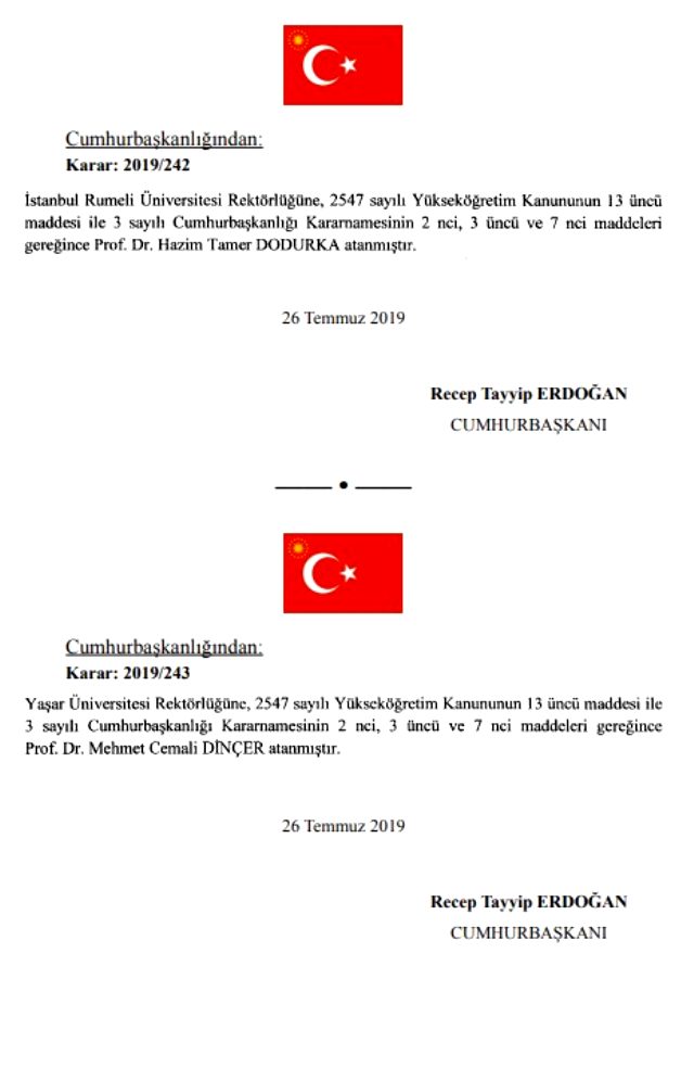 Cumhurbaşkanı Erdoğan imzayı attı, 11 üniversitenin rektörü belli oldu