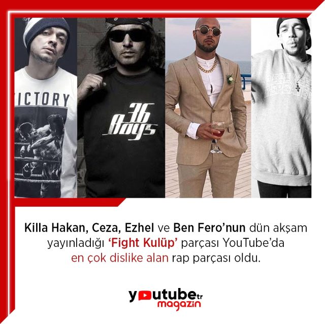 Ünlü rapçilerin Fight Kulüp'ü Youtube'da en çok dislike alan rap şarkısı oldu