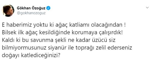 Şarkıcı Gökhan Özoğuz, Bülent Turan'ın Kaz Dağları açıklamasına tepki gösterdi