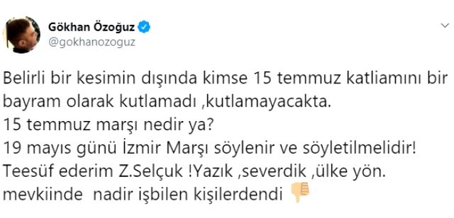 Şarkıcı Gökhan Özoğuz, İzmir Marşı polemiğinde Ziya Selçuk'u eleştirdi