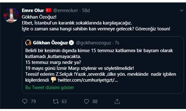 Sedat Peker'e yakınlığıyla tanınan Emre Olur, Gökhan Özoğuz'u tehdit etti