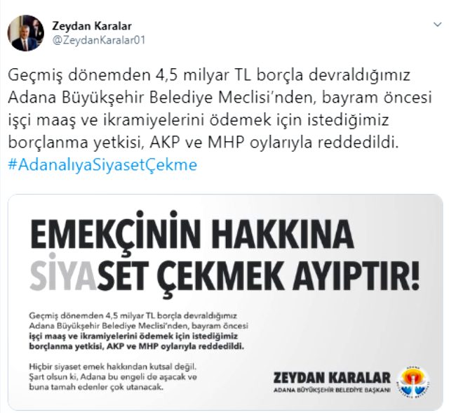 Belediye başkanı işçilerin maaşını ve ikramiyesini ödemek için yetki istedi, AK Parti ve MHP reddetti