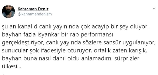 Popstar Bayhan'ın rap performansı Twitter'da trend oldu