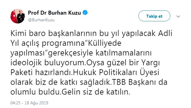 Burhan Kuzu adli açılışa katılmayı reddeden barolara sert çıktı: FETÖ ve PKK tarafından yönlendiriliyorlar